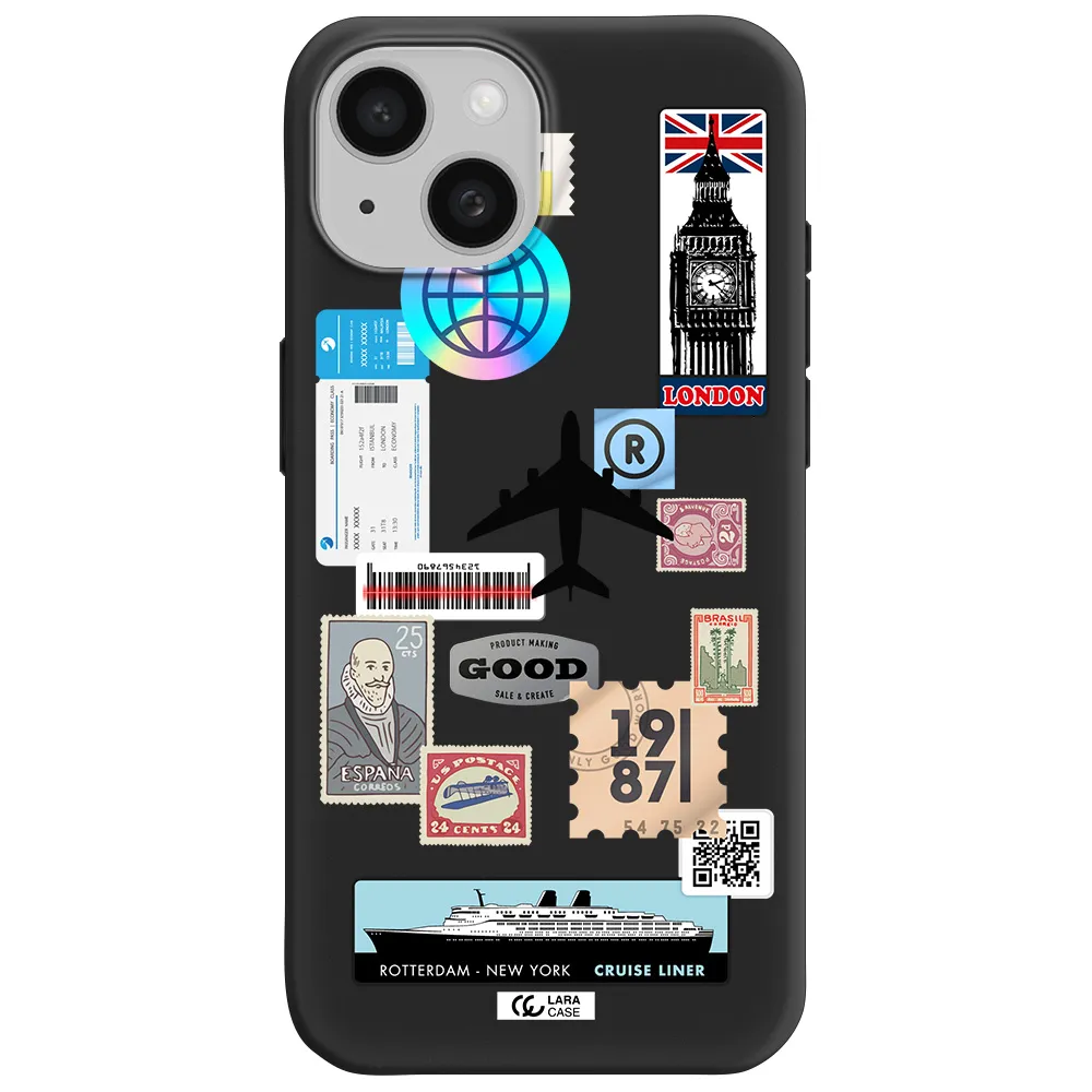 Stamp Stickers Apple iPhone 15 Silicone black Case