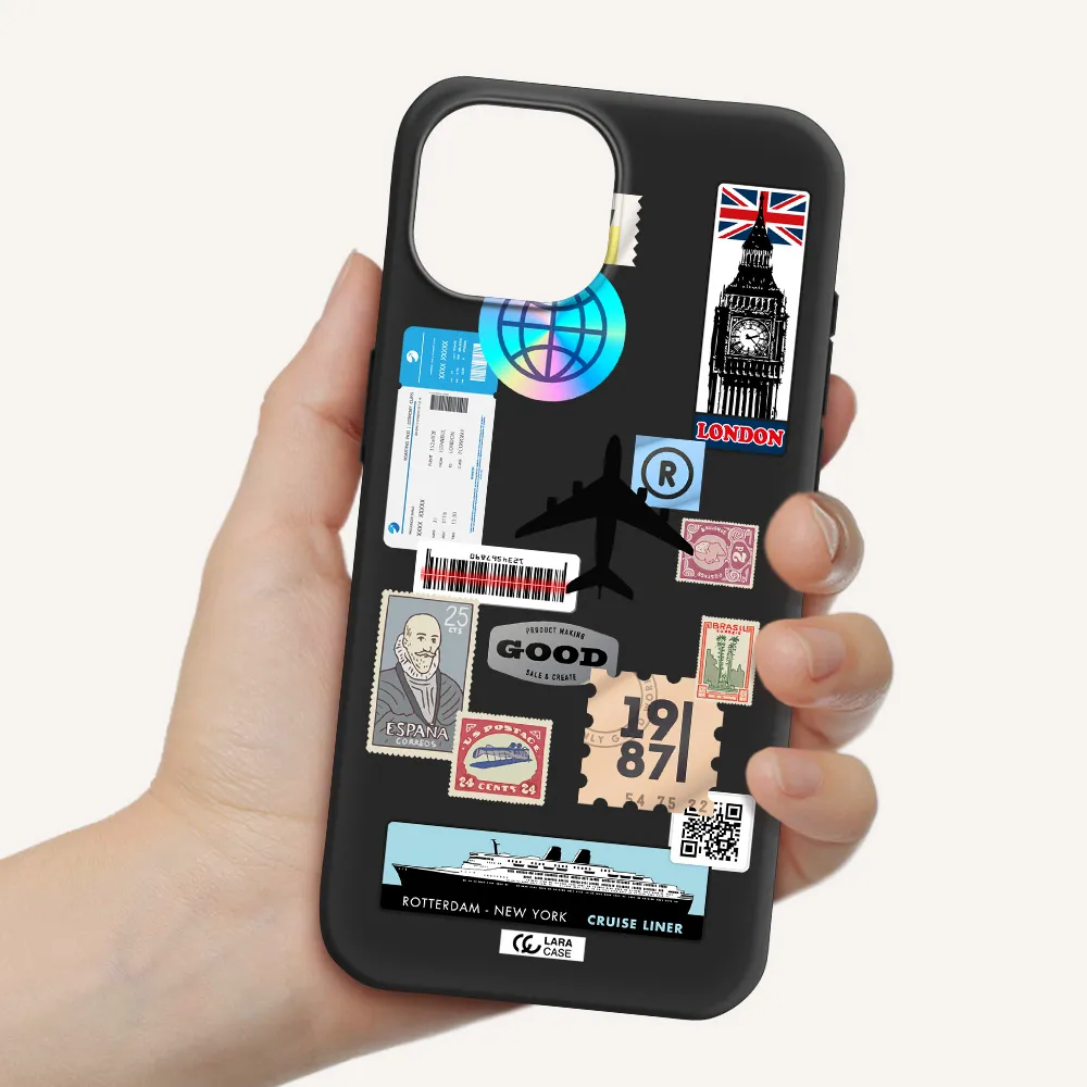 Stamp Stickers Apple iPhone 15 Silicone black Case