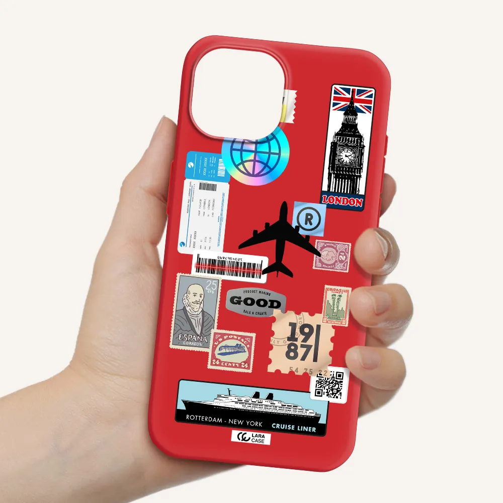 Stamp Stickers Apple Iphone 15 Silicone Imperial Red Case
