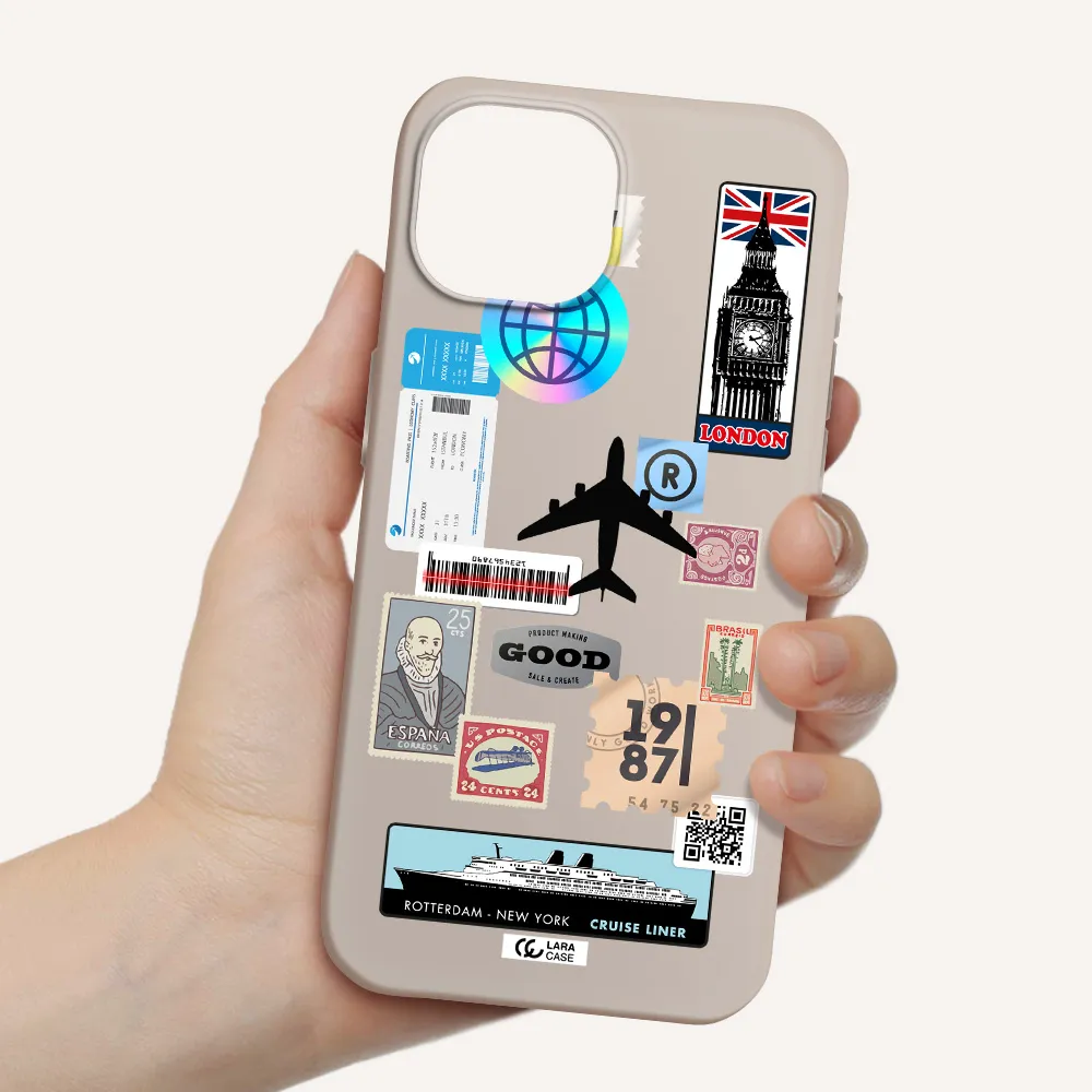 Stamp Stickers Apple iPhone 15 Silicone Stone Case