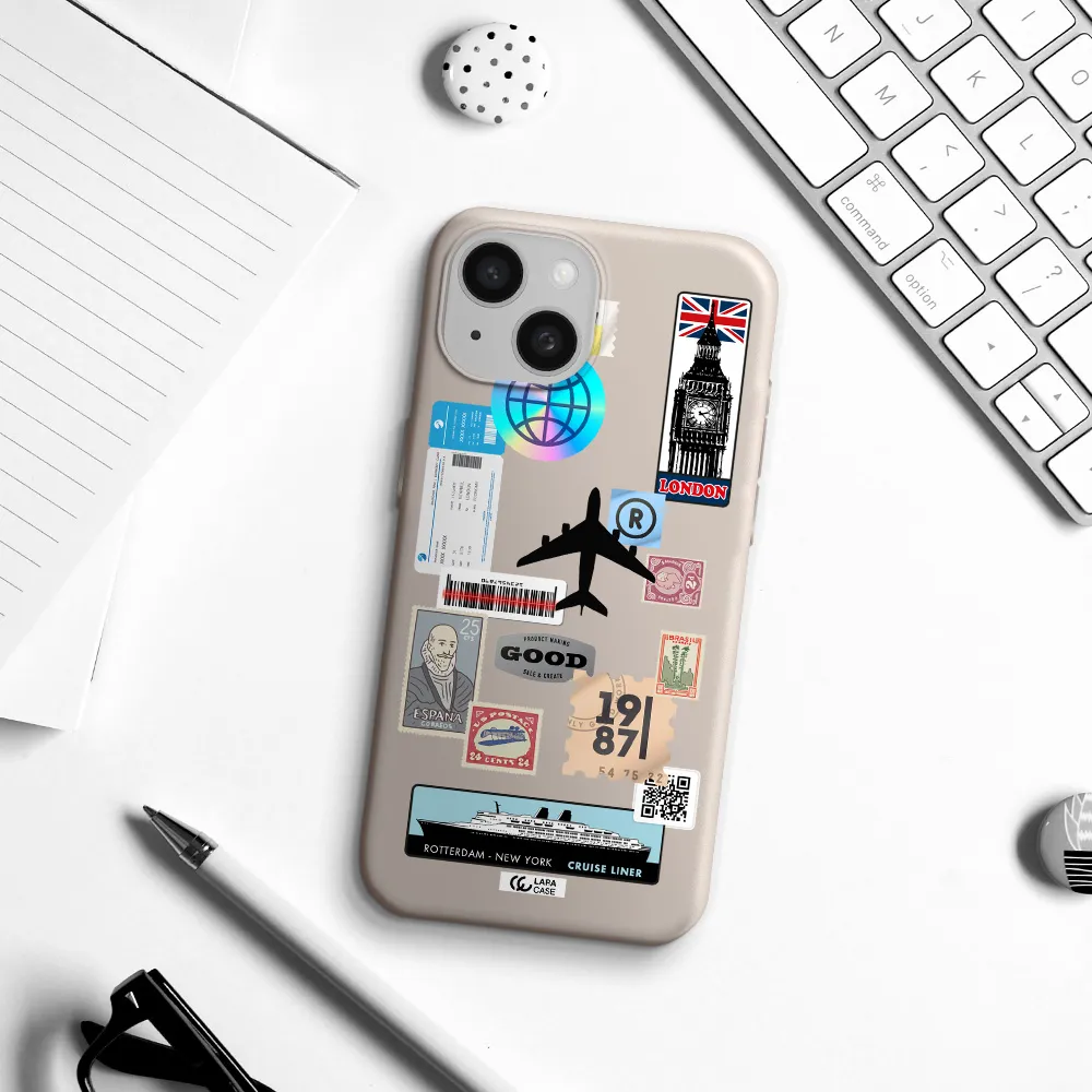 Stamp Stickers Apple iPhone 15 Silicone Stone Case