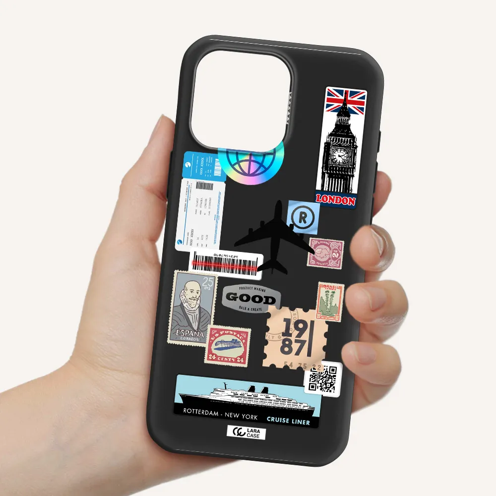 Stamp Stickers Apple Iphone 16 Pro Max Silicone Black Case