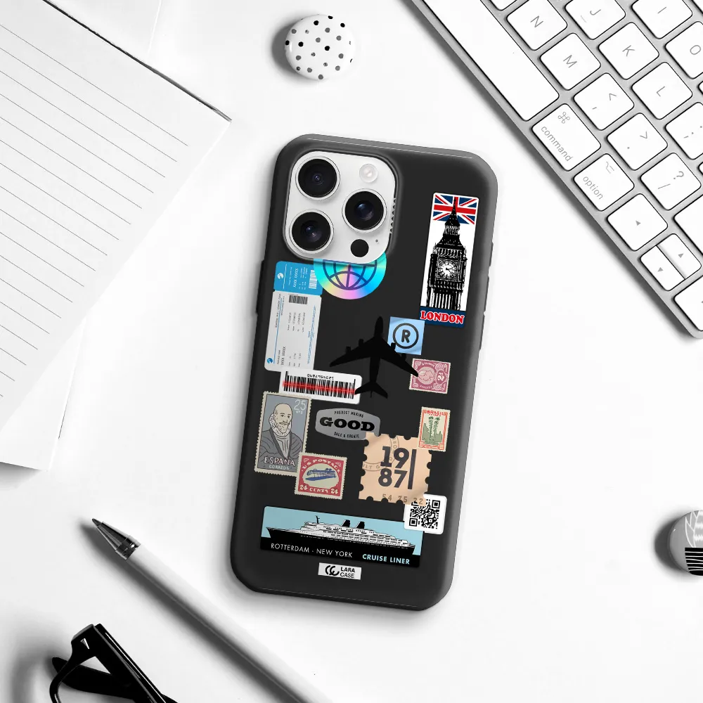 Stamp Stickers Apple Iphone 16 Pro Max Silicone Black Case