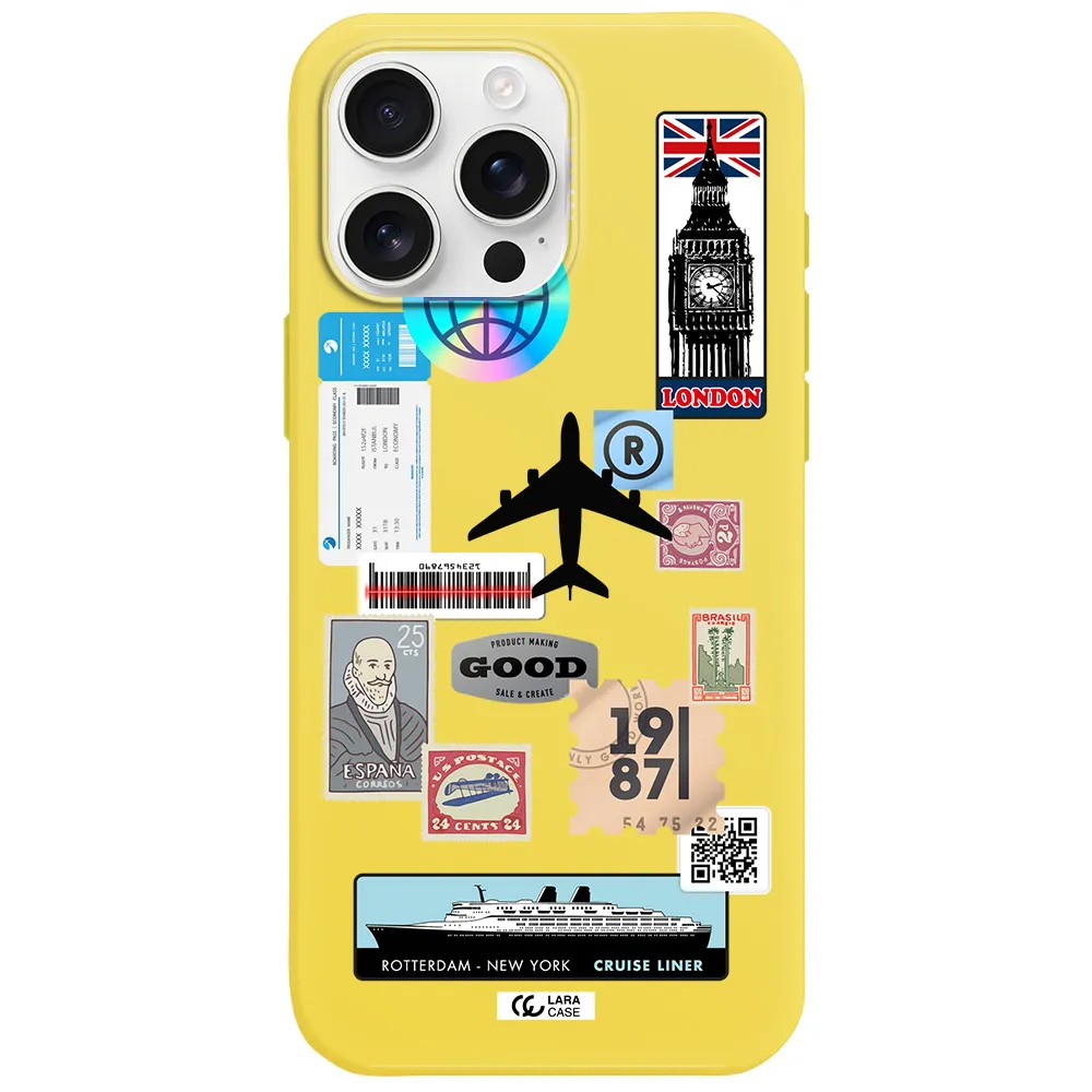 Stamp Stickers Apple Iphone 16 Pro Max Silicone Canary Yellow Case