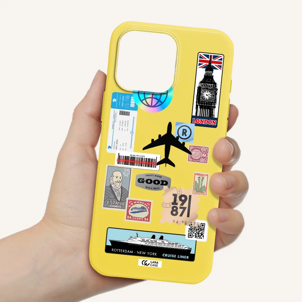 Stamp Stickers Apple Iphone 16 Pro Max Silicone Canary Yellow Case