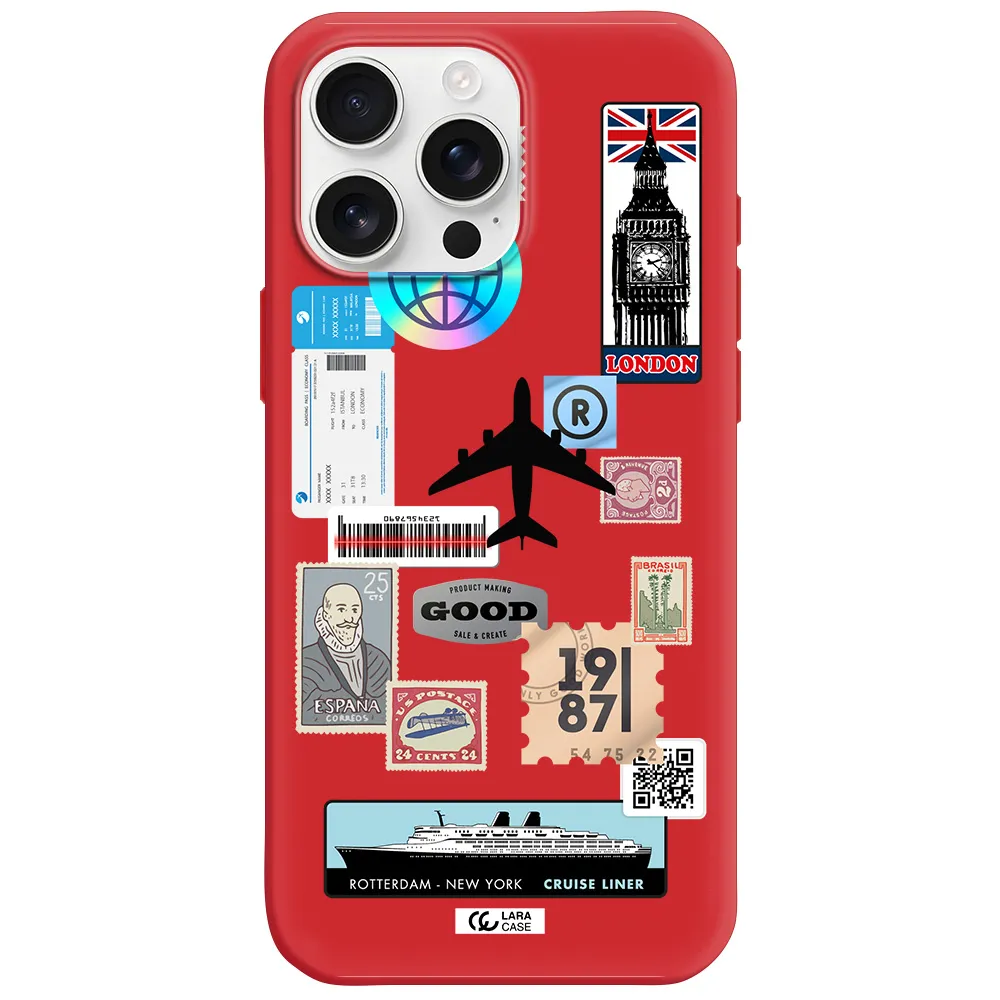 Stamp Stickers Apple Iphone 16 Pro Max Silicone Imperial Red Case