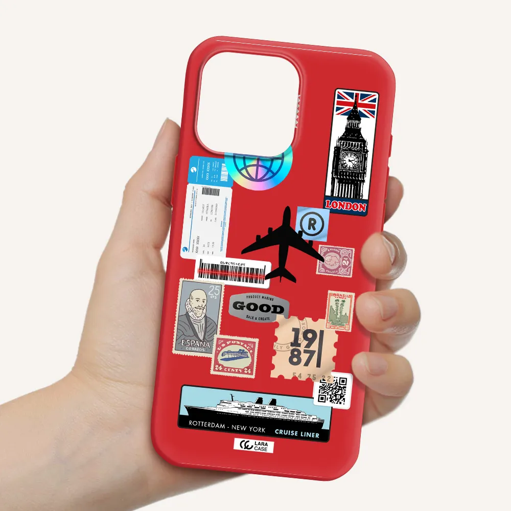 Stamp Stickers Apple Iphone 16 Pro Max Silicone Imperial Red Case