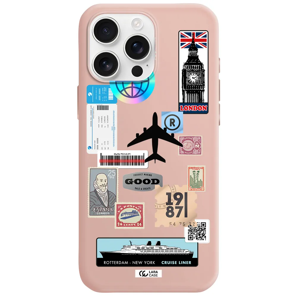 Stamp Stickers Apple Iphone 16 Pro Max Silicone Pastel Pink Case