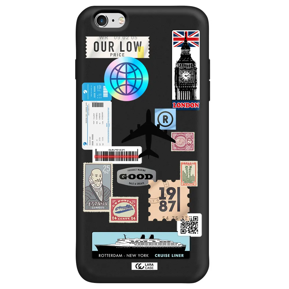Stamp Stickers Apple iPhone 6 plus Silicone black Case