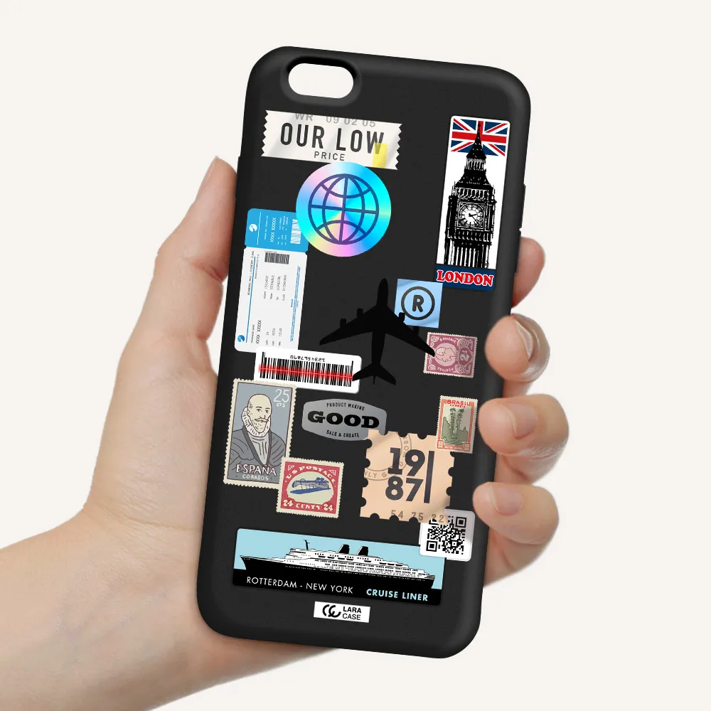 Stamp Stickers Apple iPhone 6 plus Silicone black Case