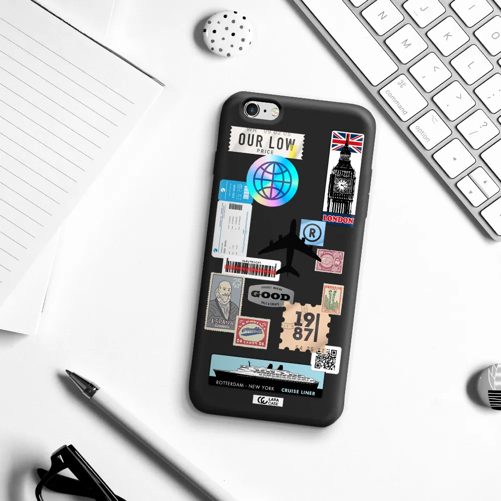 Stamp Stickers Apple iPhone 6 plus Silicone black Case