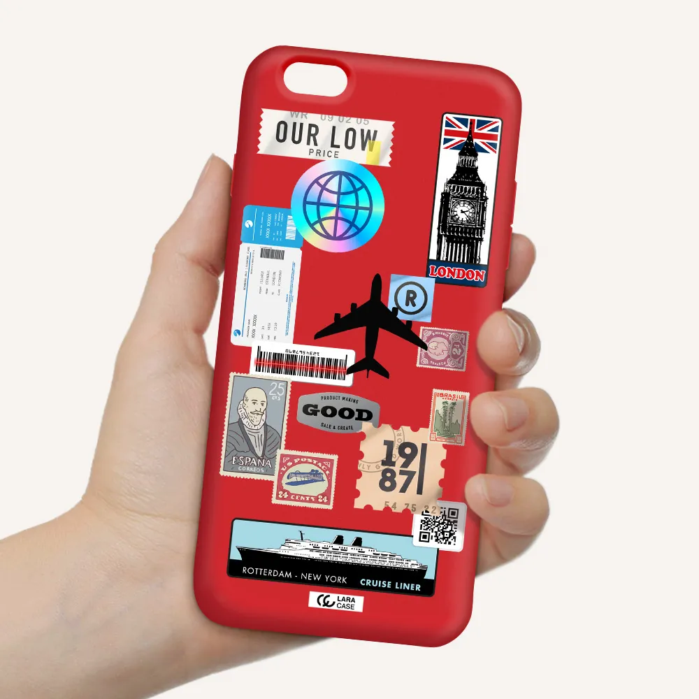 Stamp Stickers Apple iPhone 6 plus Silicone Imperial Red Case