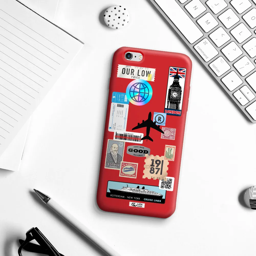 Stamp Stickers Apple iPhone 6 plus Silicone Imperial Red Case