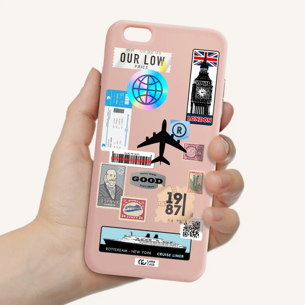 Stamp Stickers Apple iPhone 6 plus Silicone pastel pink Case