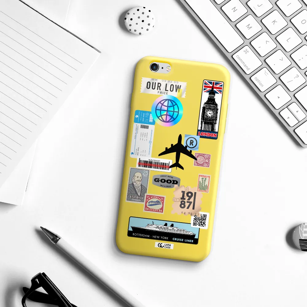 Stamp Stickers Apple iPhone 6 s plus Silicone canary yellow Case