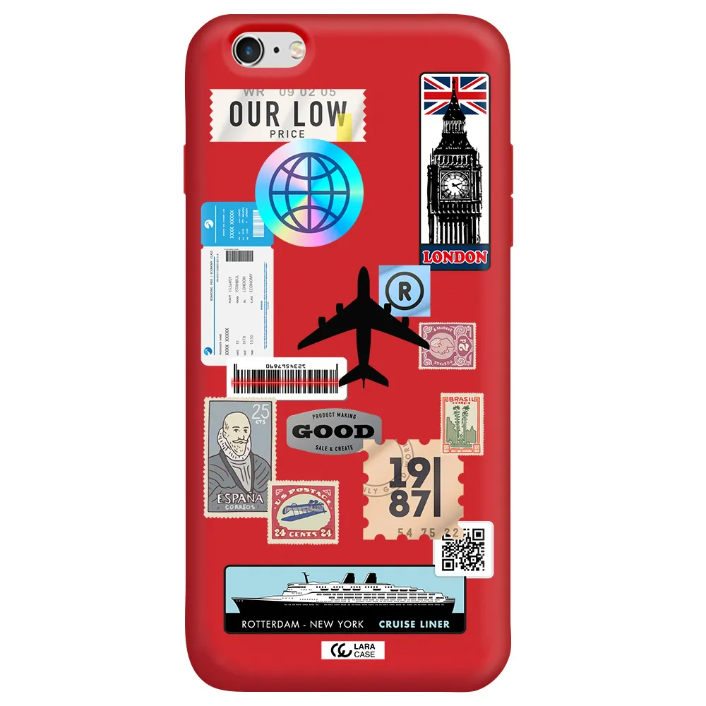 Stamp Stickers Apple iPhone 6 s plus Silicone Imperial Red Case