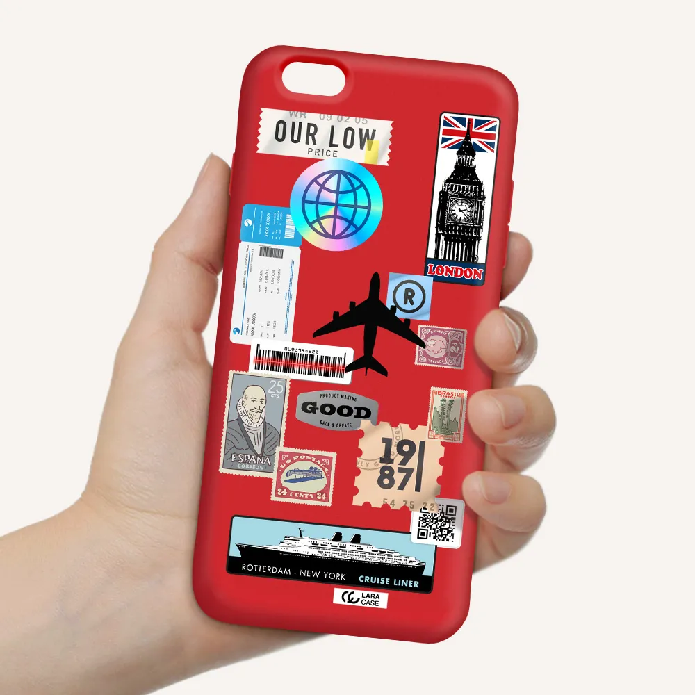 Stamp Stickers Apple iPhone 6 s plus Silicone Imperial Red Case