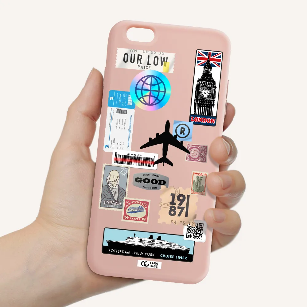 Stamp Stickers Apple iPhone 6 s plus Silicone pastel pink Case