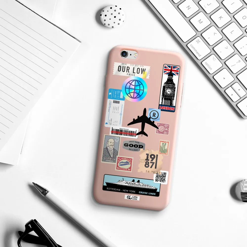Stamp Stickers Apple iPhone 6 s plus Silicone pastel pink Case