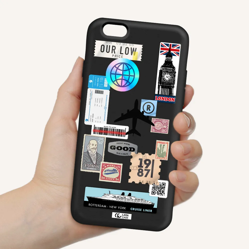 Stamp Stickers Apple iPhone 6 Silicone black Case