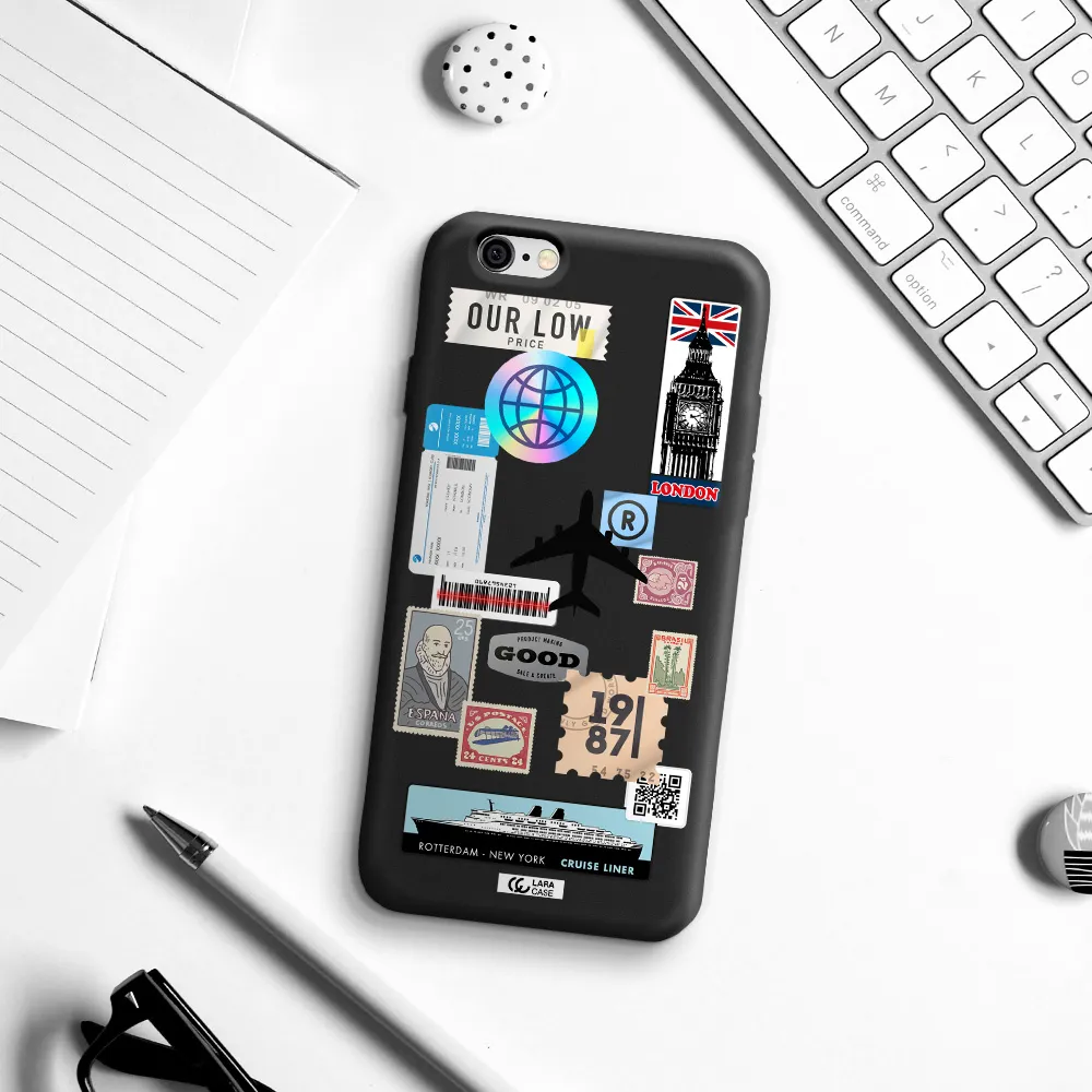 Stamp Stickers Apple iPhone 6 Silicone black Case