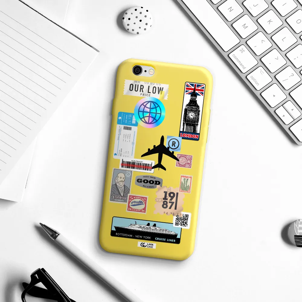 Stamp Stickers Apple iPhone 6 Silicone canary yellow Case