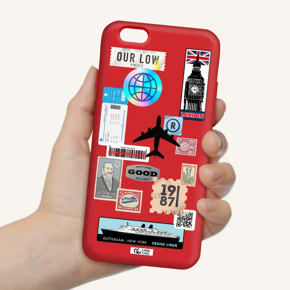Stamp Stickers Apple iPhone 6 Silicone Imperial Red Case