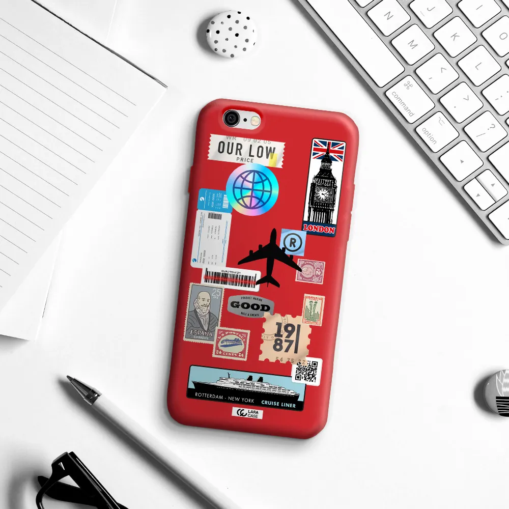 Stamp Stickers Apple iPhone 6 Silicone Imperial Red Case