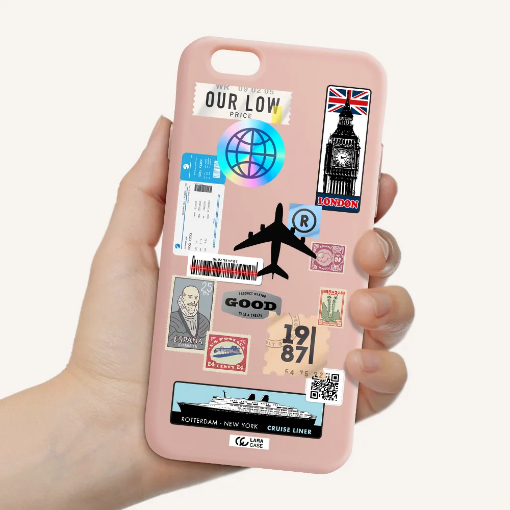 Stamp Stickers Apple iPhone 6 Silicone pastel pink Case