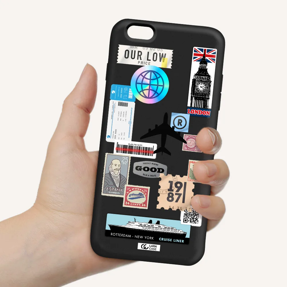 Stamp Stickers Apple iPhone 6S Silicone black Case