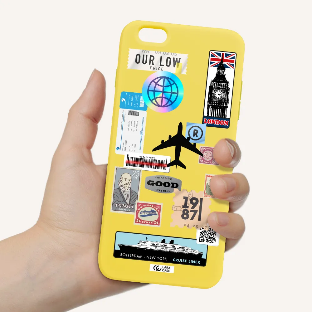 Stamp Stickers Apple iPhone 6S Silicone canary yellow Case