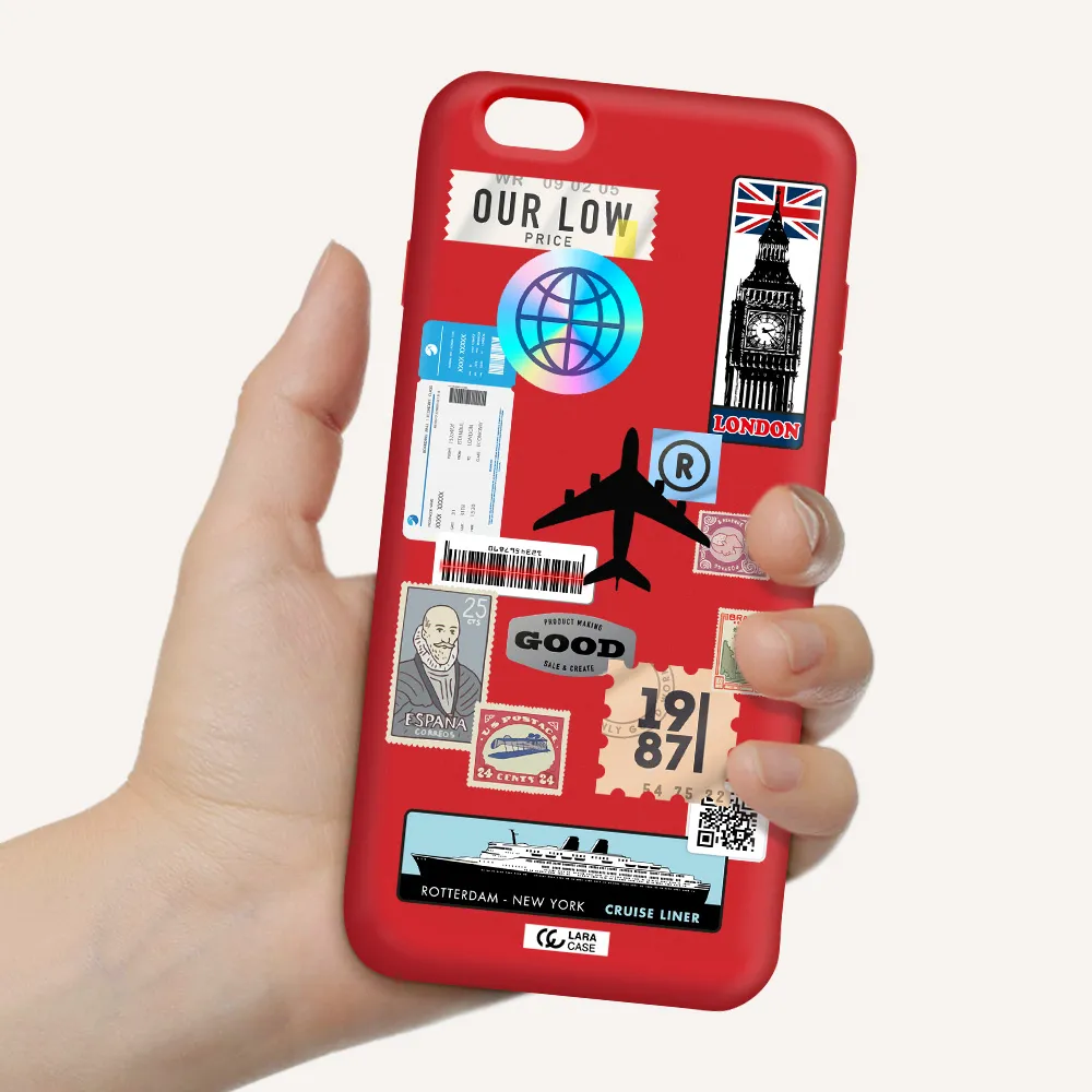 Stamp Stickers Apple iPhone 6S Silicone Imperial Red Case