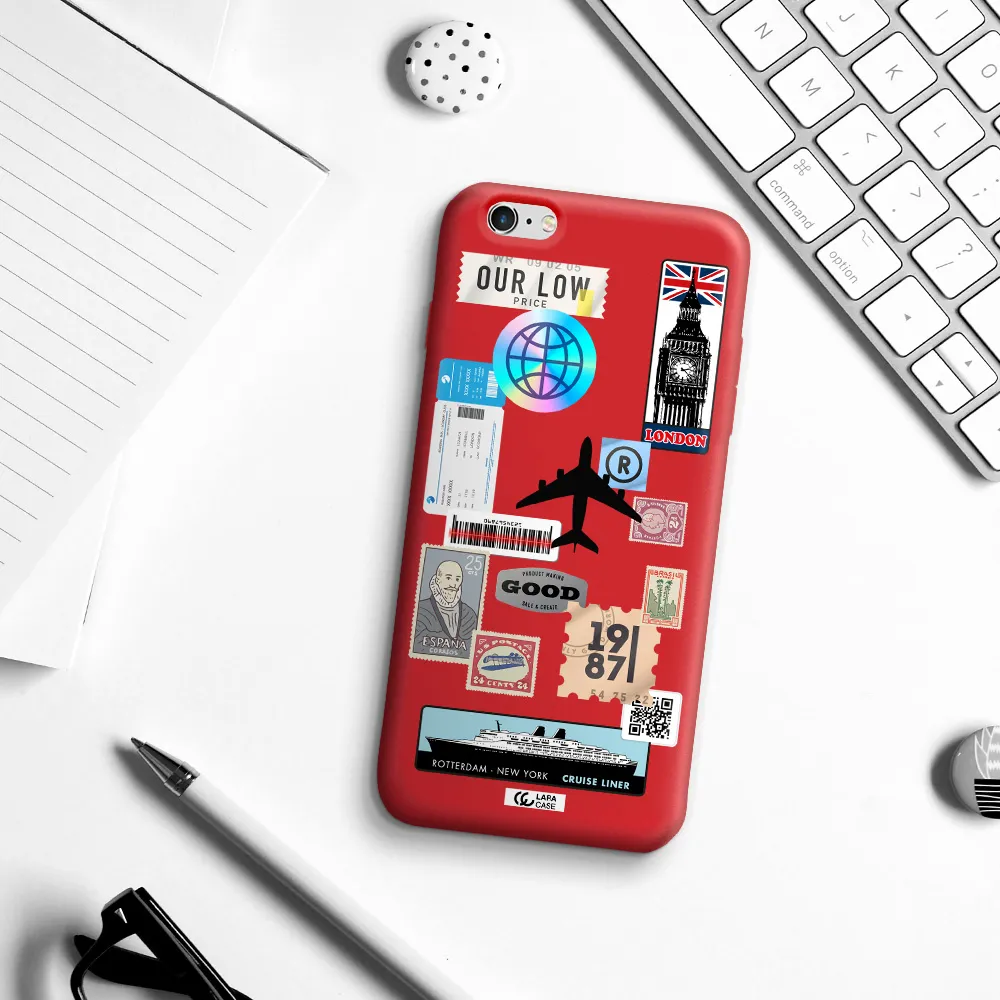 Stamp Stickers Apple iPhone 6S Silicone Imperial Red Case