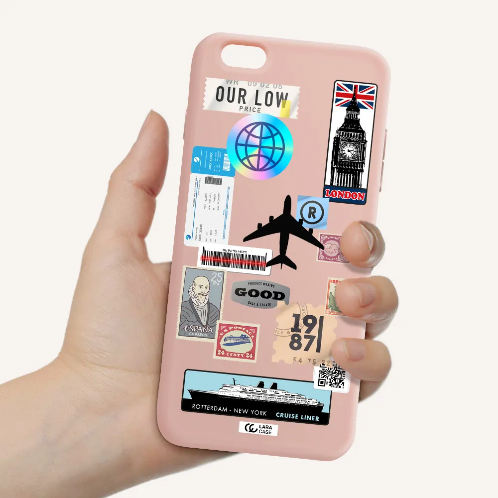 Stamp Stickers Apple iPhone 6S Silicone pastel pink Case
