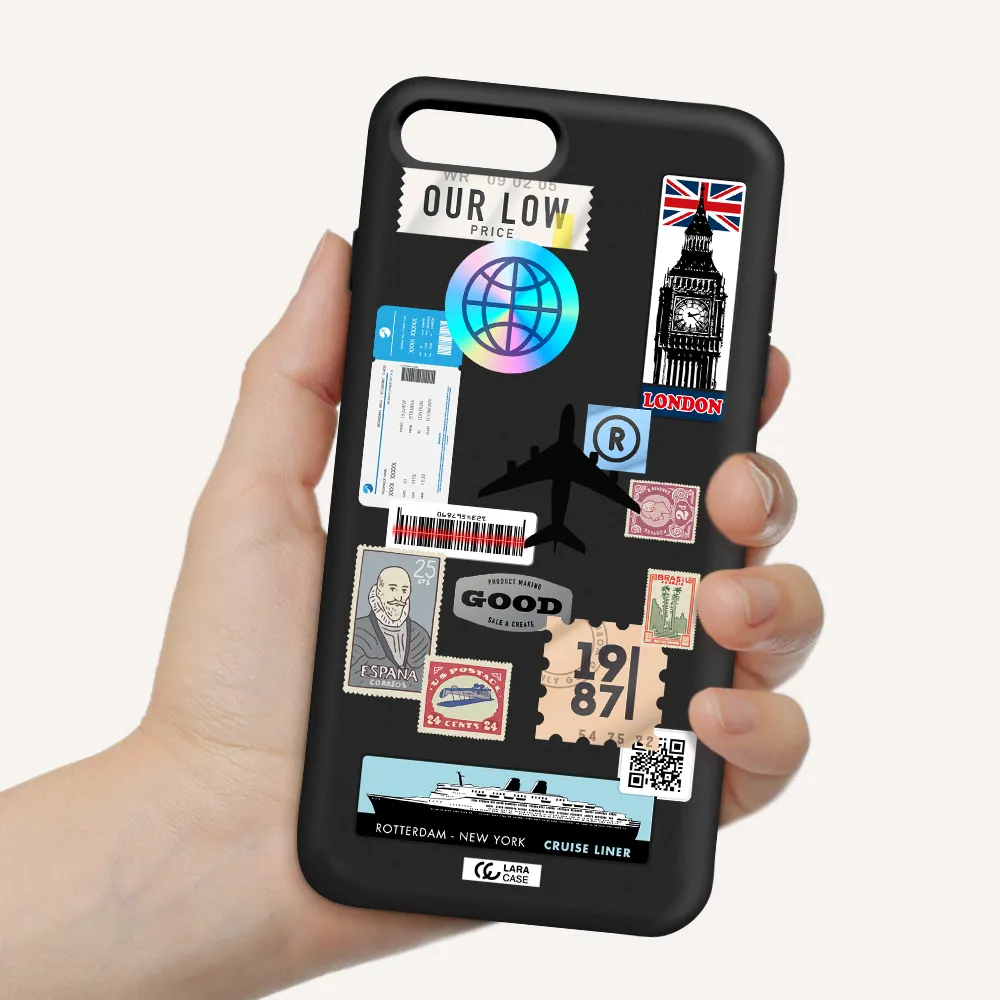 Stamp Stickers Apple iPhone 7 plus Silicone black Case