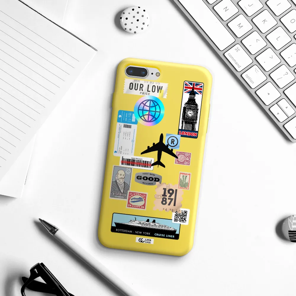 Stamp Stickers Apple iPhone 7 plus Silicone canary yellow Case