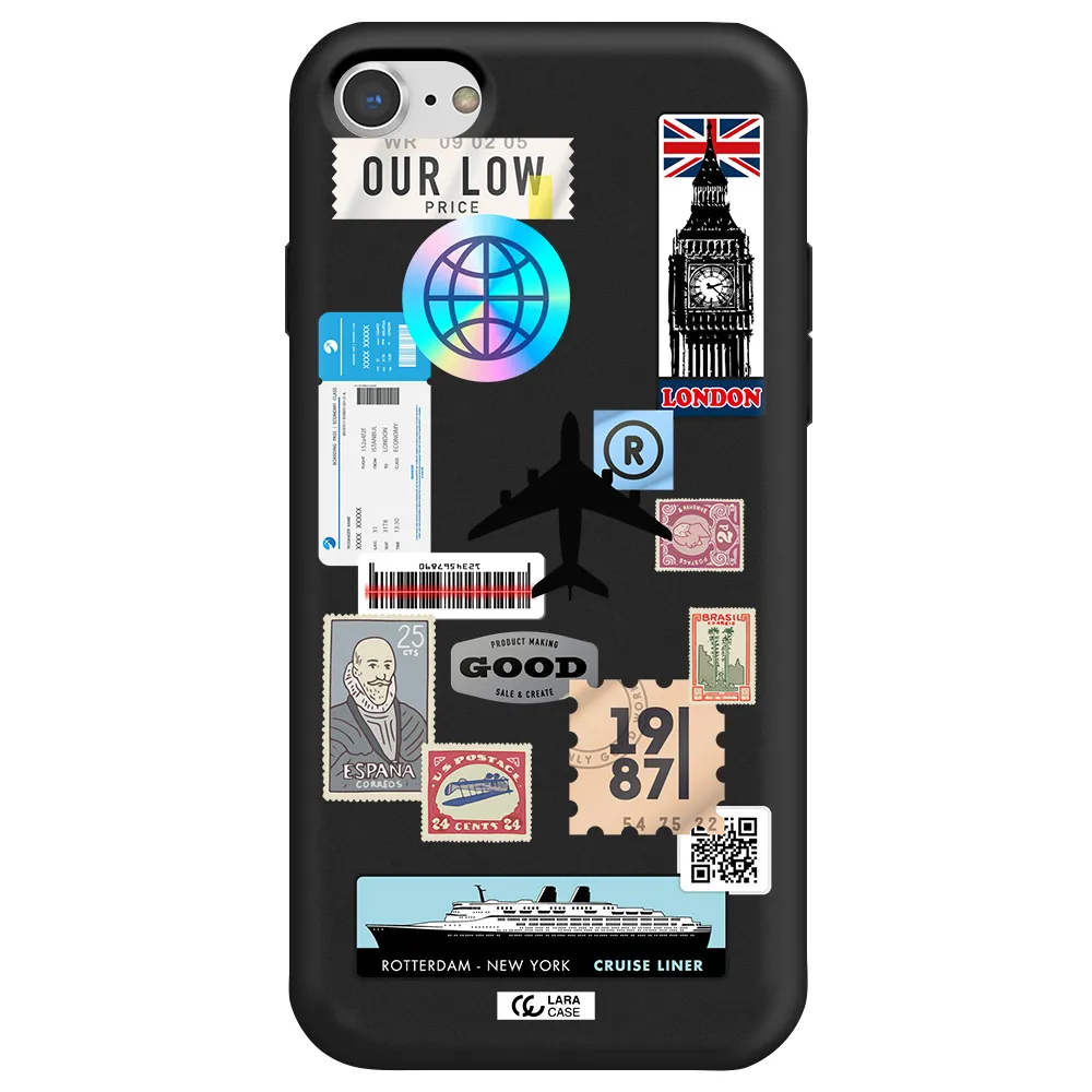 Stamp Stickers Apple iPhone 7 Silicone black Case