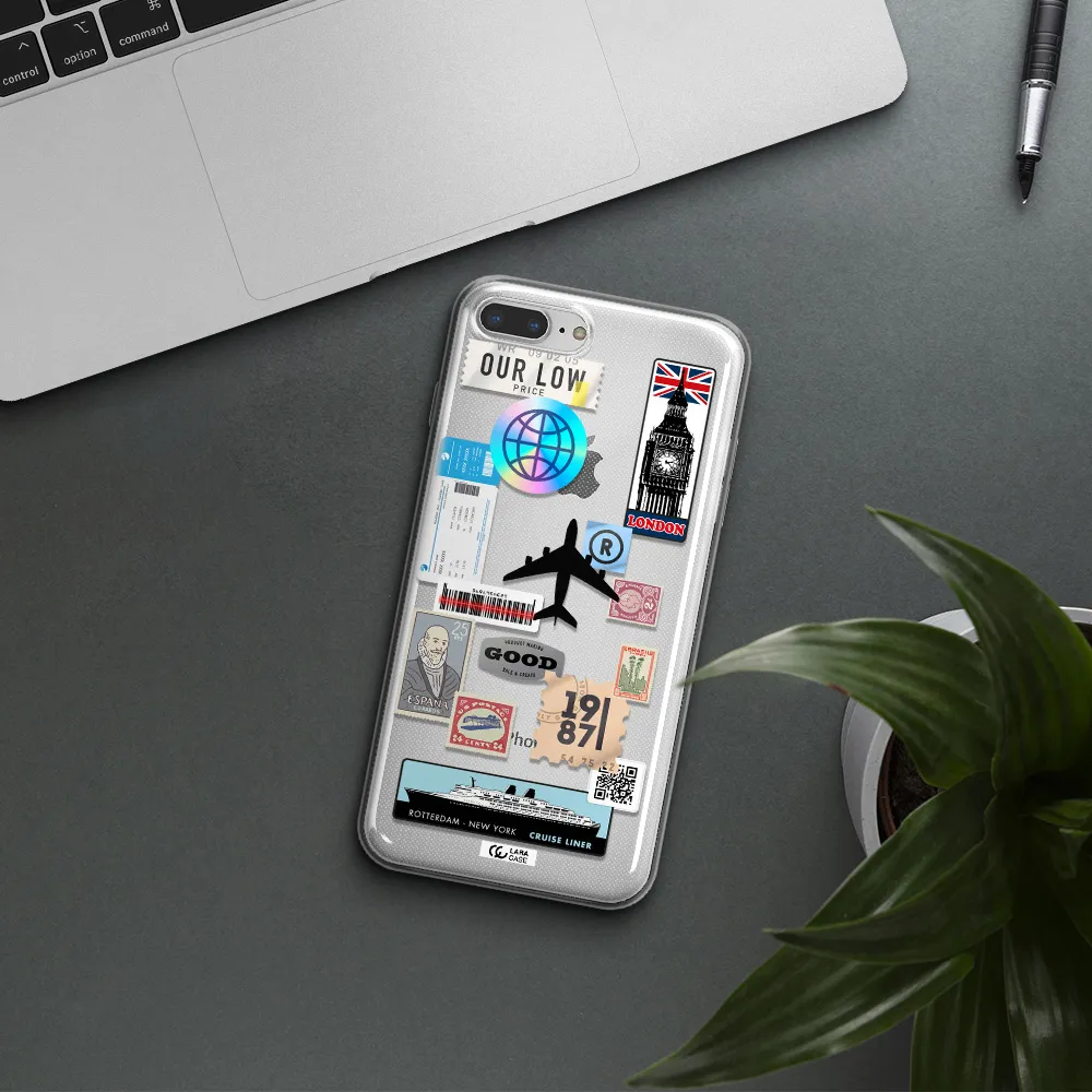 Stamp Stickers Apple iPhone 8 plus Clear TPU Case