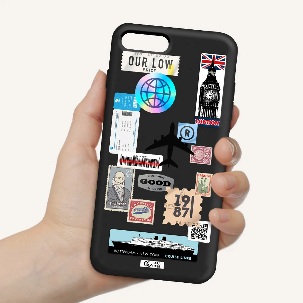 Stamp Stickers Apple iPhone 8 plus Silicone black Case