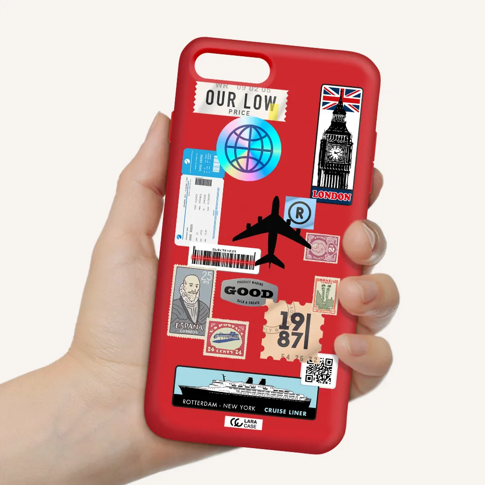 Stamp Stickers Apple iPhone 8 plus Silicone Imperial Red Case