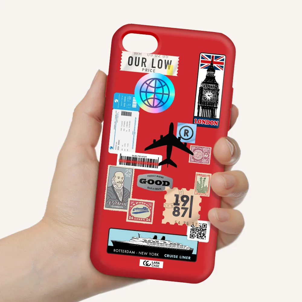 Stamp Stickers Apple iPhone 8 Silicone Imperial Red Case