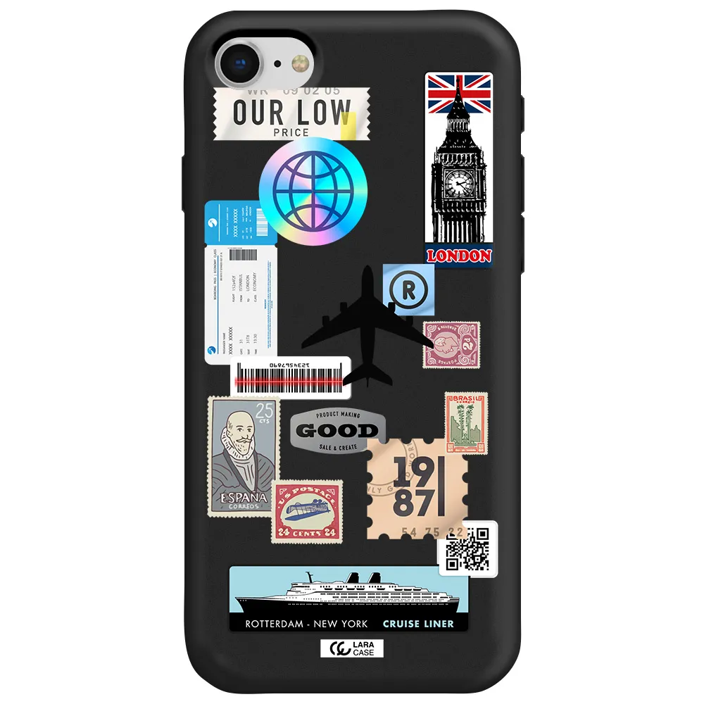 Stamp Stickers Apple iPhone se 2020 Silicone black Case