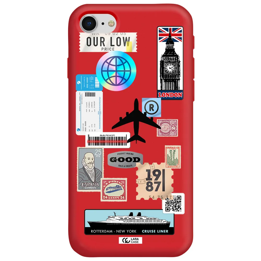 Stamp Stickers Apple iPhone se 2020 Silicone Imperial Red Case