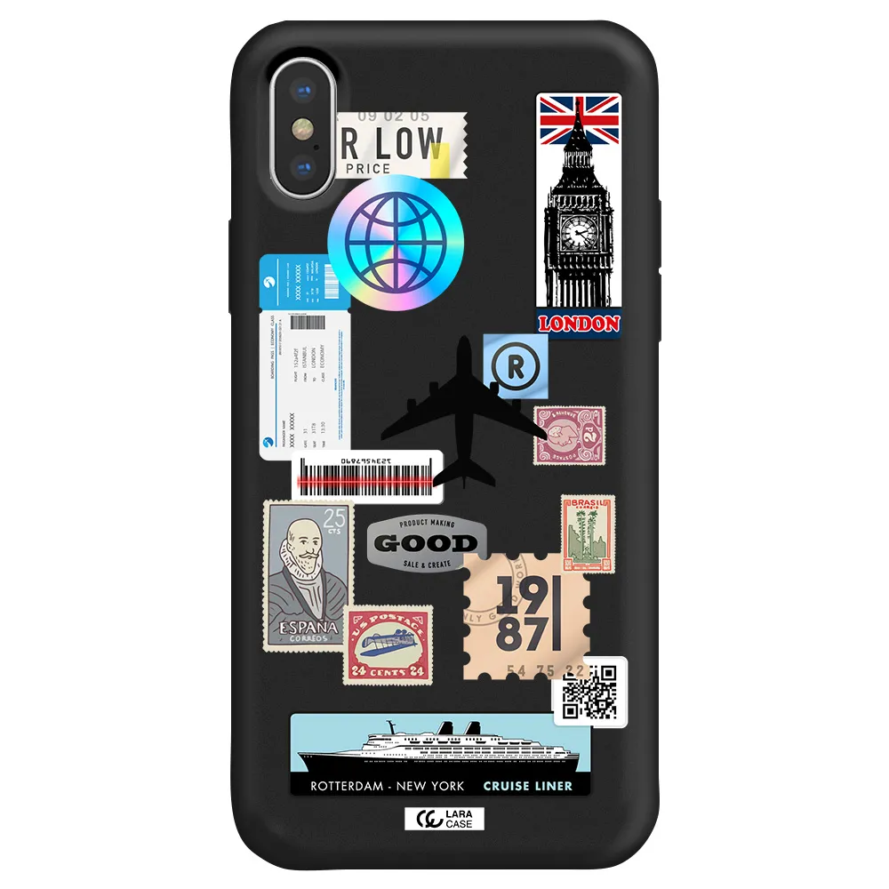 Stamp Stickers Apple iPhone X Silicone black Case
