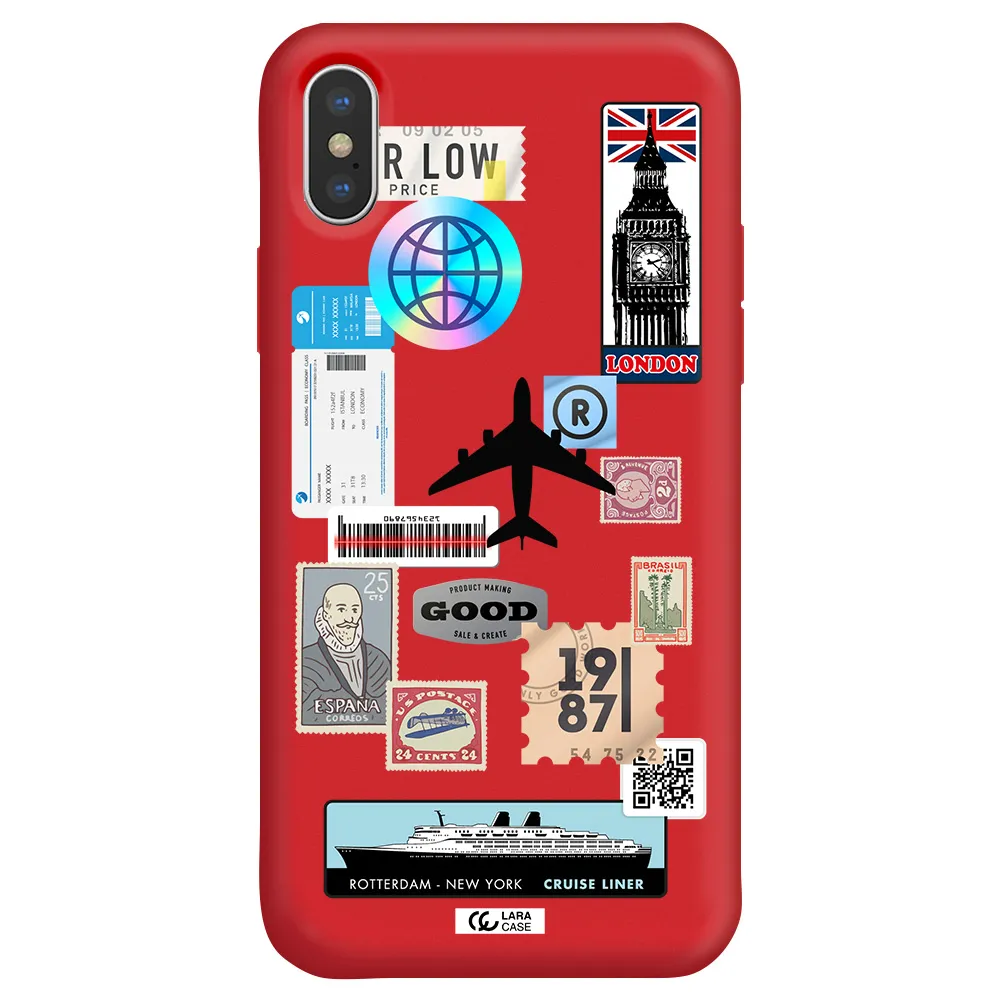 Stamp Stickers Apple iPhone X Silicone Imperial Red Case
