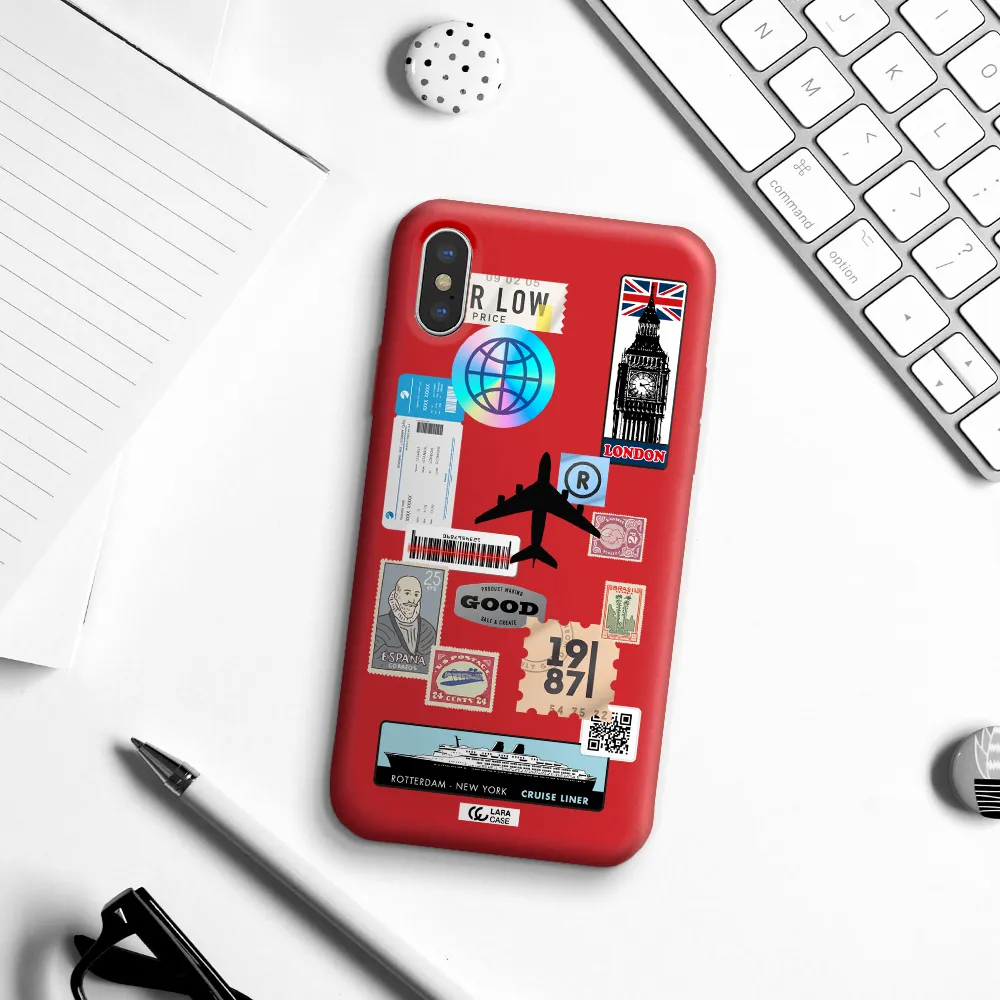 Stamp Stickers Apple iPhone X Silicone Imperial Red Case