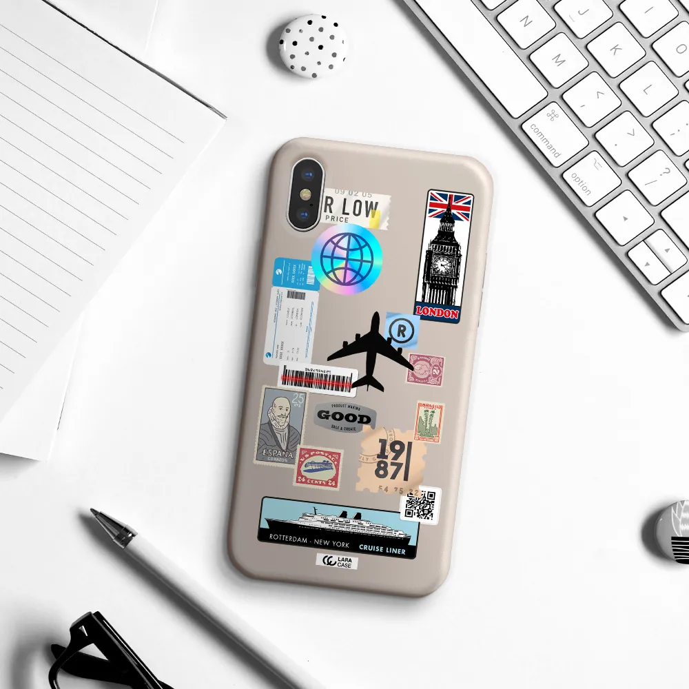 Stamp Stickers Apple iPhone X Silicone Stone Case