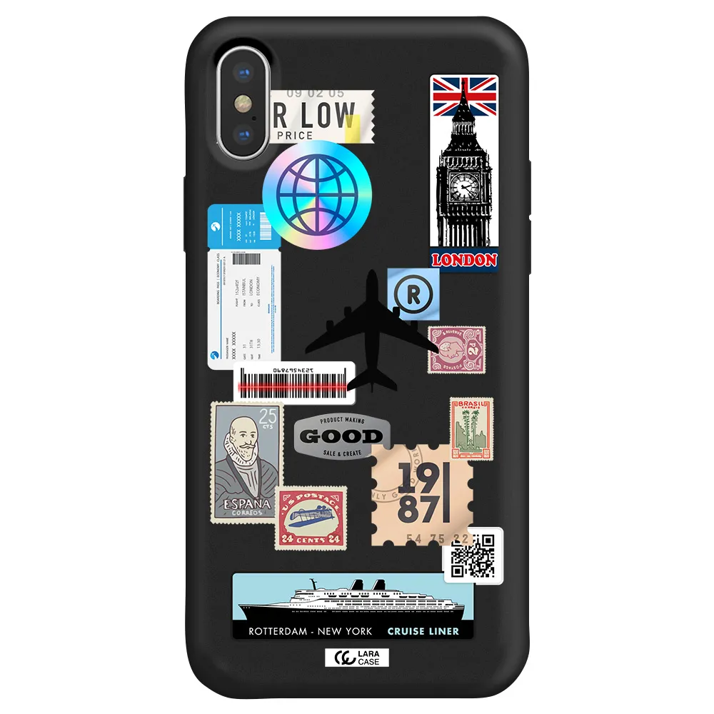 Stamp Stickers Apple iPhone XS Silicone black Case