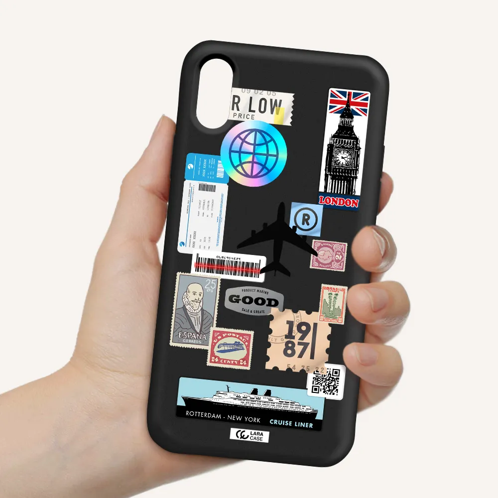 Stamp Stickers Apple iPhone XS Silicone black Case