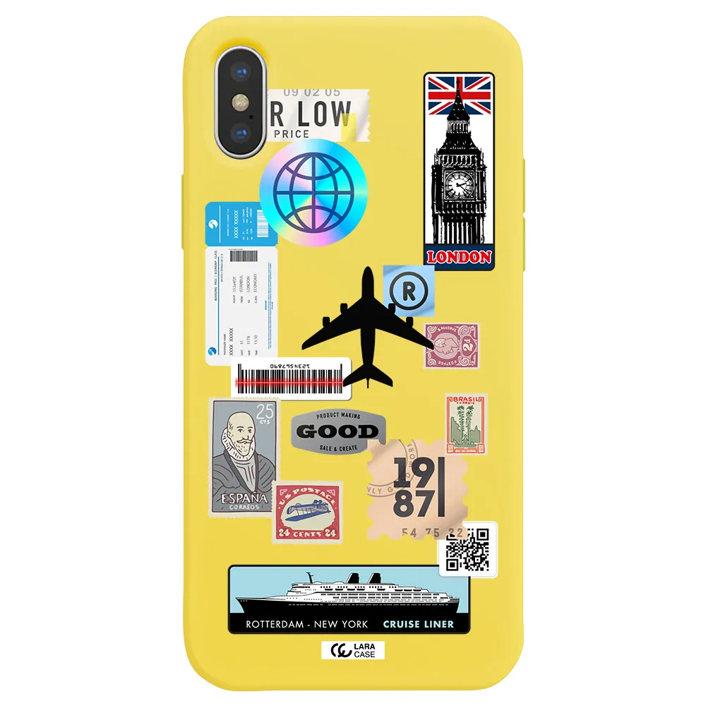 Stamp Stickers Apple iPhone XS Silicone canary yellow Case
